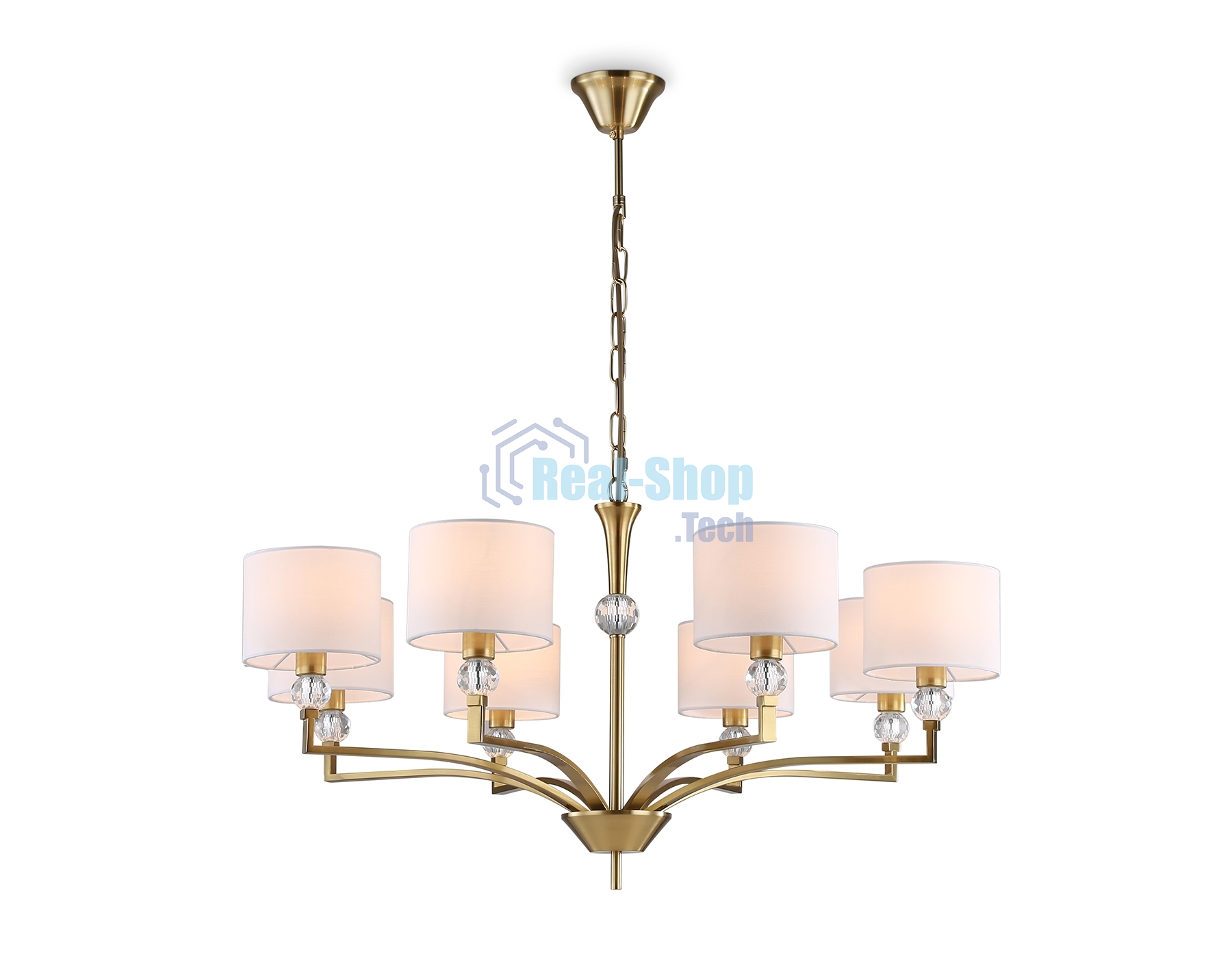Люстра Ambrella light LH71133/8 BS/WH латунь/белый E14/8 max 40W D840*880