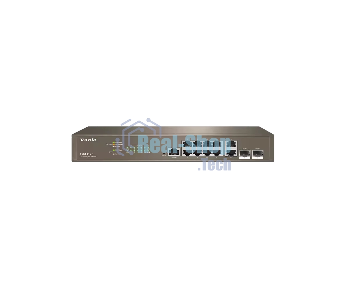 Коммутатор управляемый IP-COM G5312F L3, 12 портов, 10х1 Гбит/с, Base-X SFP 2х1 Гбит/с, настольный