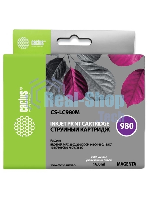 Картридж струйный Cactus CS-LC980M пурпурный (16 мл) для Brother DCP-145C/165C MFC-250C/290C