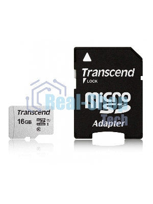 Флеш карта Micro SecureDigital 16Gb TranscendTS16GUSD300S-A MicroSDHC Class 10 UHS-I, SD adapter