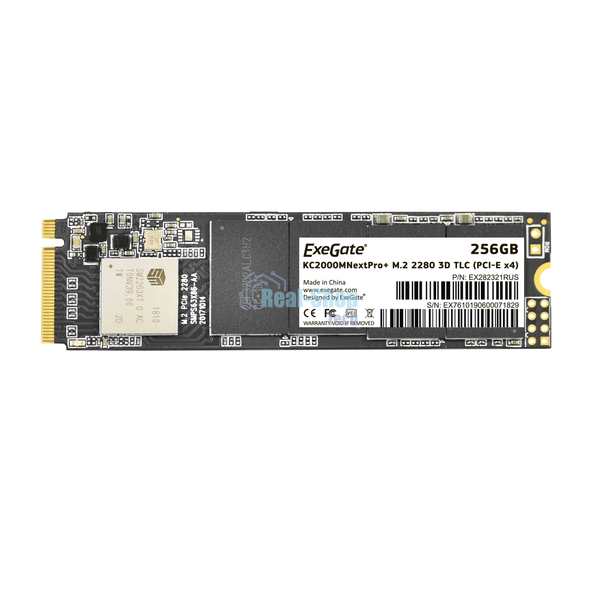 Накопитель SSD ExeGate NextPro+ KC2000TP256, 256Gb, M.2 2280, PCIe 3.0 x4, NVMe, R/W 1500/900