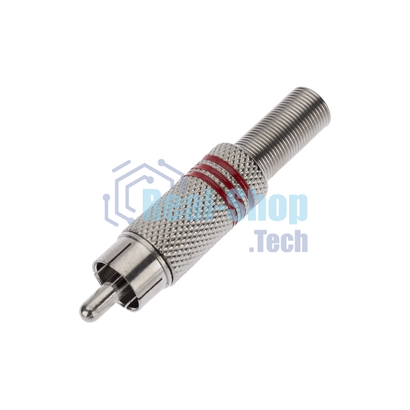 Разъем Rexant штекер RCA металл под винт черный/красный