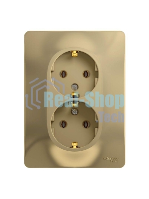 Розетка 2-м СП Glossa в сборе с заземл. в сборе титан SchE GSL000424
