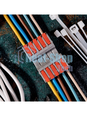 Клемма Rexant СМК 222-425R проходная разъемная 5 полюсов серый 0,2-2,5/4 мм² (20 шт/уп)