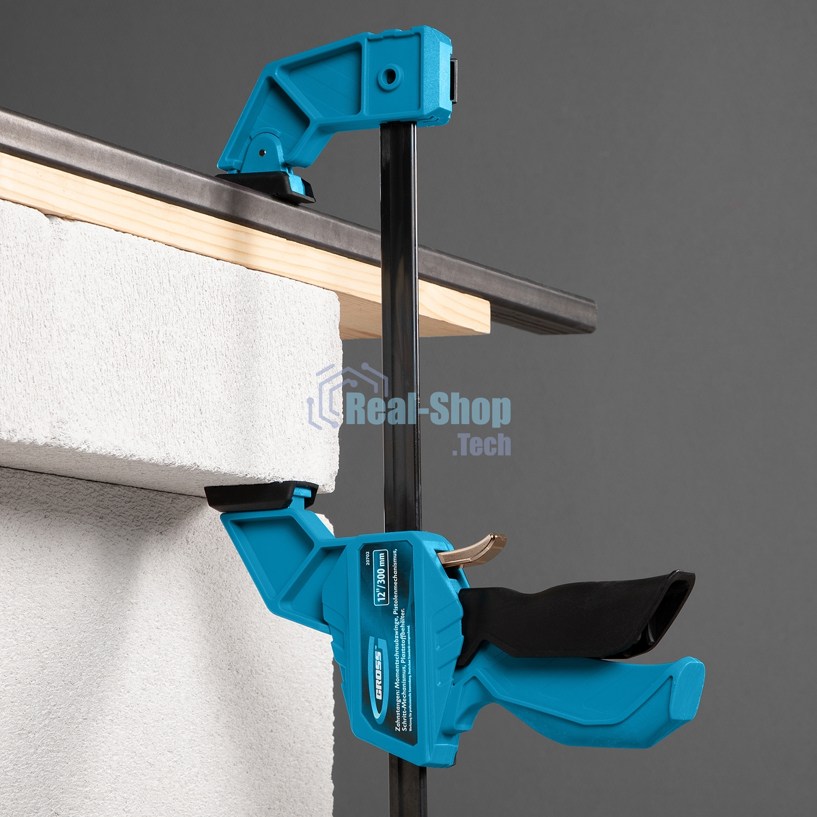 Струбцина Gross 20702 реечная быстрозаж. пистолет. пошаг.механизм пл. корпус 300мм