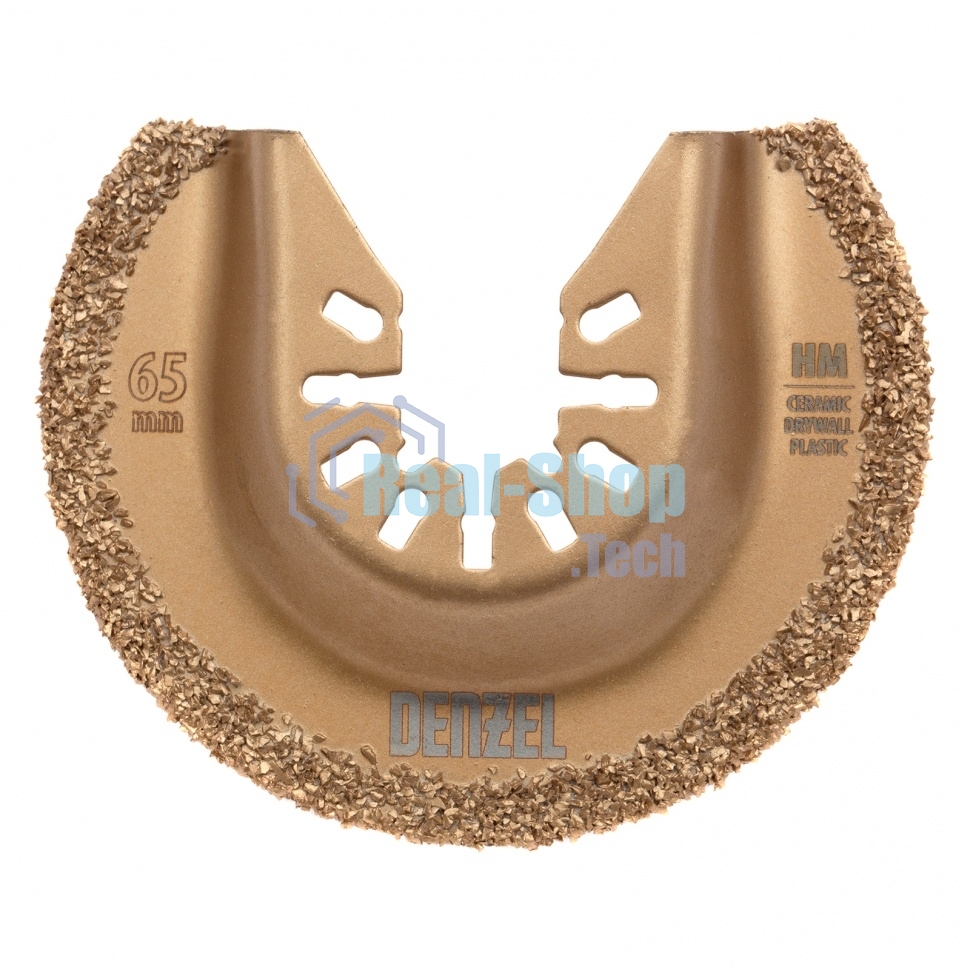 Насадка для МФИ Denzel режущая полукруг., HM, по плитке и дереву, 65 мм