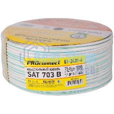 Кабель коаксиальный PROconnect SAT 703 B, Cu/Al/Cu, 64%, 75 Ом, бухта 100 м, белый