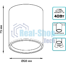 Светильник Gauss Overhead накл цил 6W 420lm 4100K 170-240V IP20 68x75мм белый с расс LED