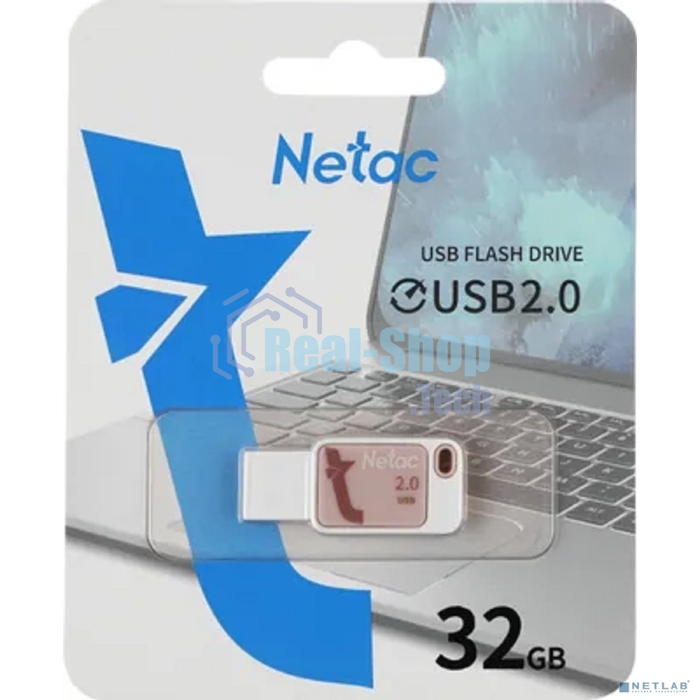 Флешка USB Netac UA31 NT03UA31N-032G-20PK), 32Gb, USB 2.0, R/W 110/45, розовый/белый