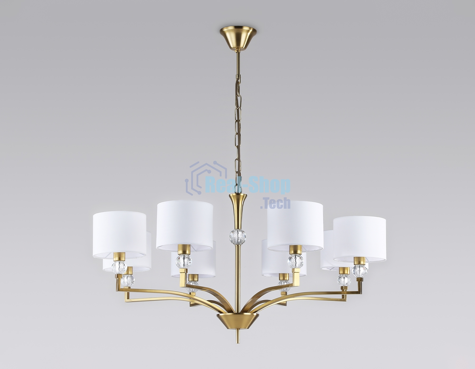 Люстра Ambrella light LH71133/8 BS/WH латунь/белый E14/8 max 40W D840*880