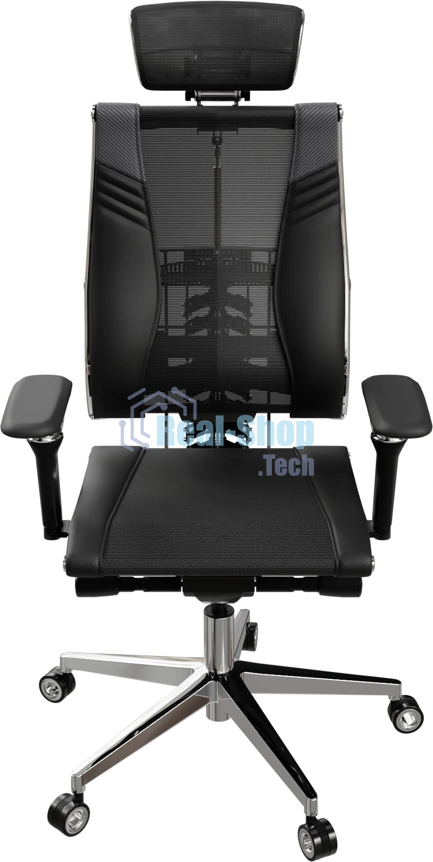 Кресло руководителя эргономичное Метта Yoga Spine Triumph B2 (Черный CC.50.15.13A) Infinity Easy Clean экокожа/сетка с подголов. крестов. алюминий хром
