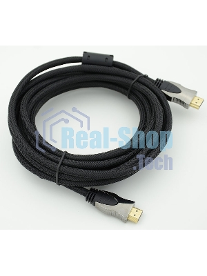 Кабель HDMI Ver.1.4 Gray jack HDMI(19pin)/HDMI(19pin) (5м) феррит.кольца позолоченные контакты