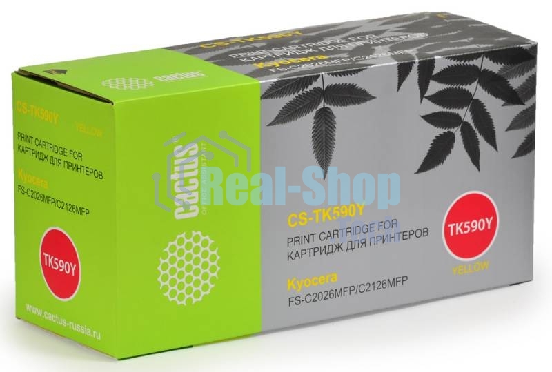 Картридж лазерный Cactus CS-TK590Y желтый (5000 стр.) для Kyocera FS-C2026MFP/C2126MFP/C2526MFP/C2626MFP/C5250DN