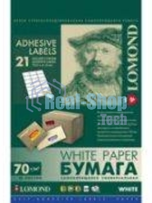 Наклейка Lomond Самоклеющаяся бумага универс.фА4 21-дел.(70,0мм х 41,0мм), 70 г/м2.