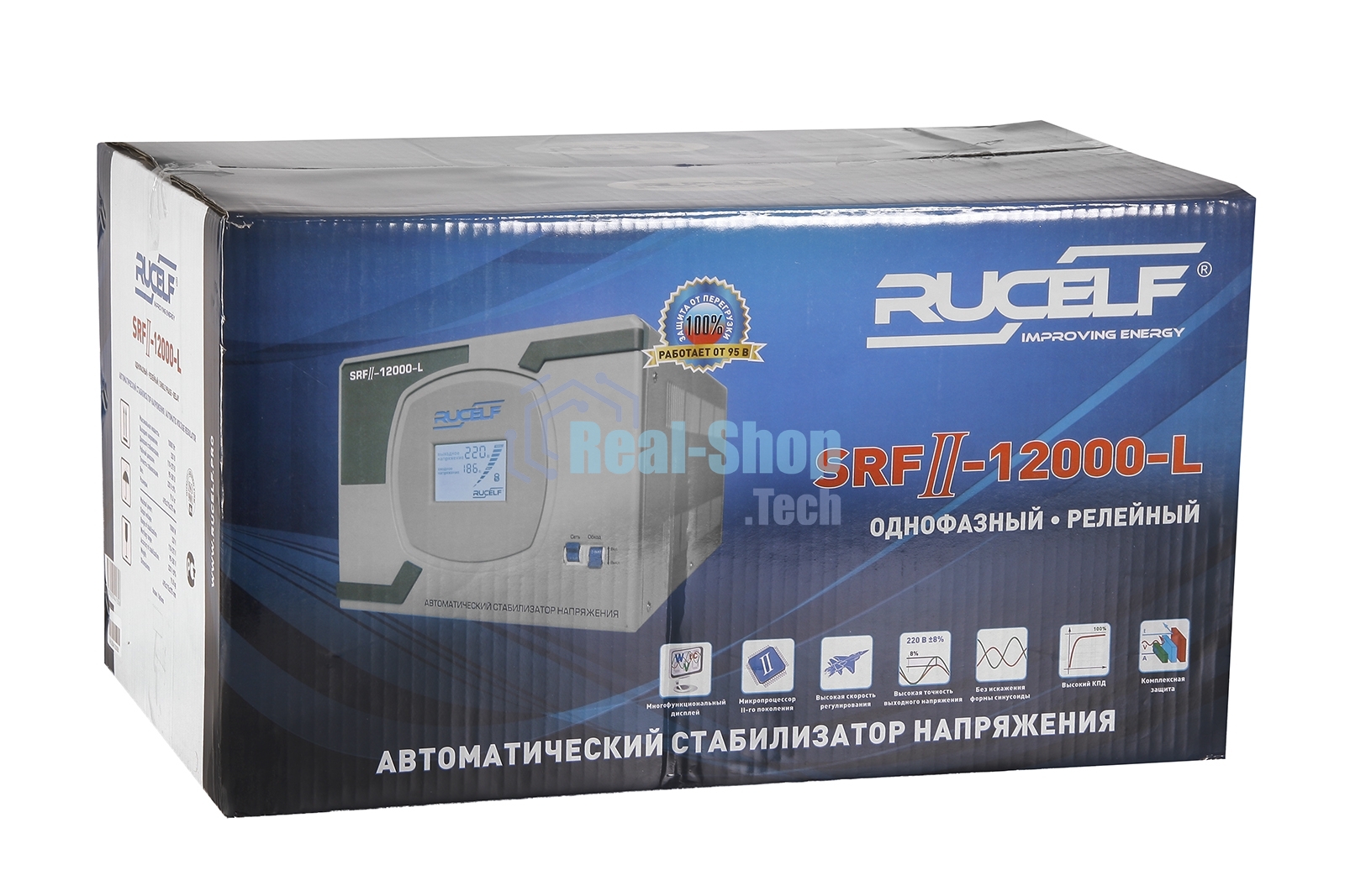 Стабилизатор RUCELF SRF.II-12000-L  однофазный, цифровой 220В  10000Вт вх.:90-270В