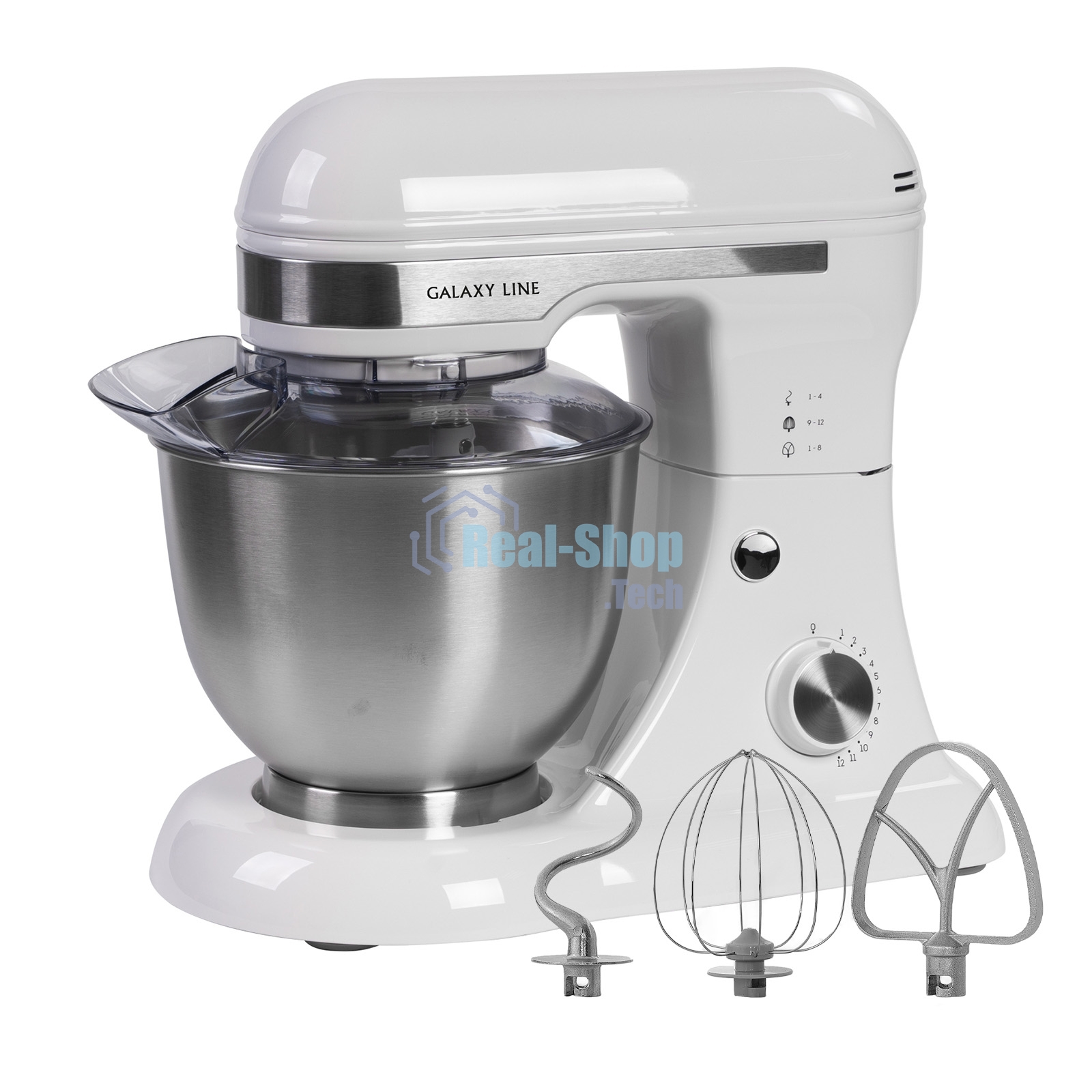 Миксер Galaxy Line GL 2230, белый, планетарный, 700 Вт, 12 скоростей