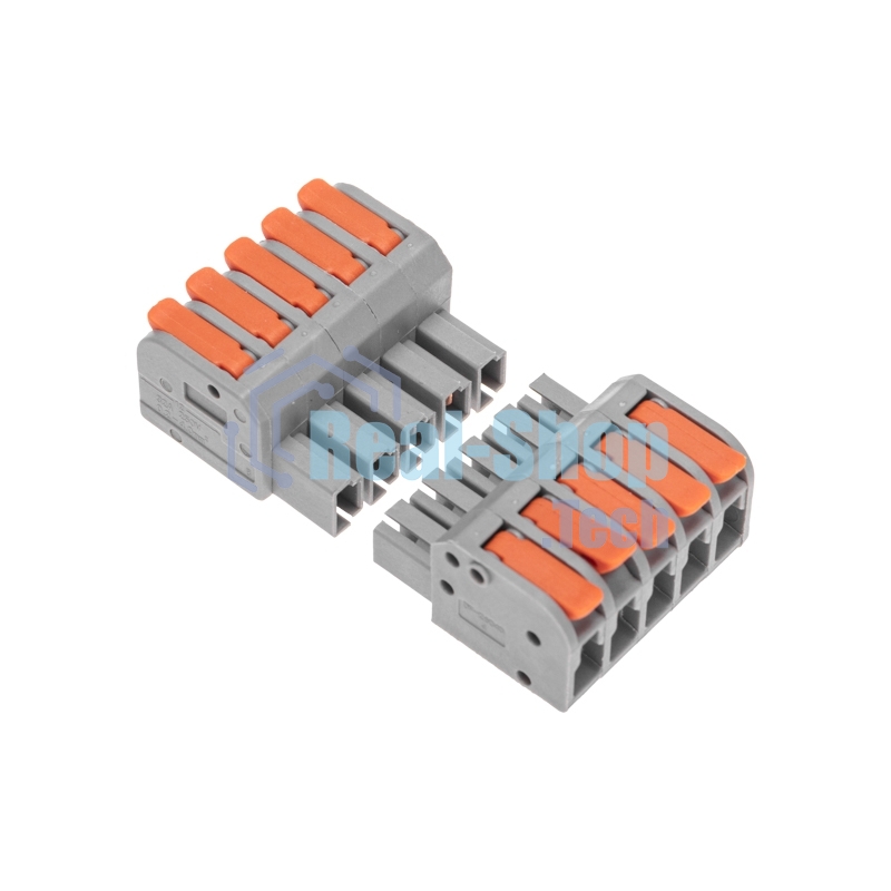 Клемма Rexant СМК 222-425R проходная разъемная 5 полюсов серая 0,2-2,5/4мм² (20 шт/уп)