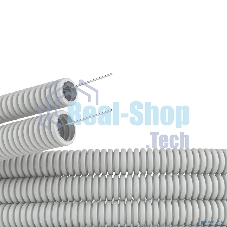 Труба гофрированная ПВХ d25 мм тяжелая с протяж. сер. (уп. 50 м) ДКС 91525