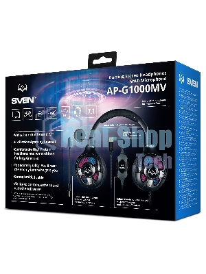 Гарнитура Sven AP-U1100MV чёрный, проводная, USB, подсветка