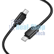 Кабель USB2.0 Hoco Type-C/Type-C, 3А, 60Вт, нейлоновая оплетка, X113, 1м, черный, коробка