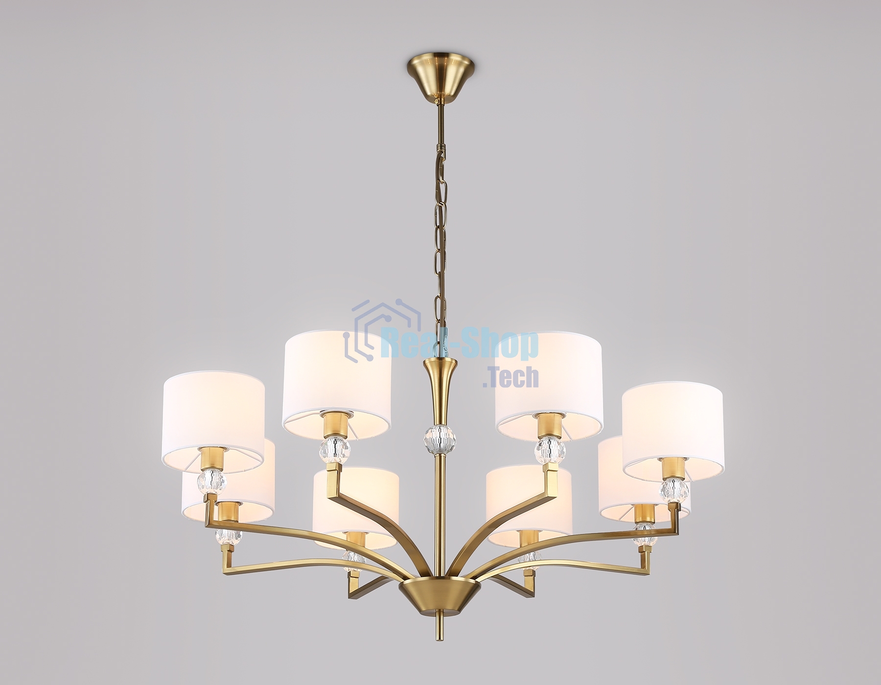 Люстра Ambrella light LH71133/8 BS/WH латунь/белый E14/8 max 40W D840*880