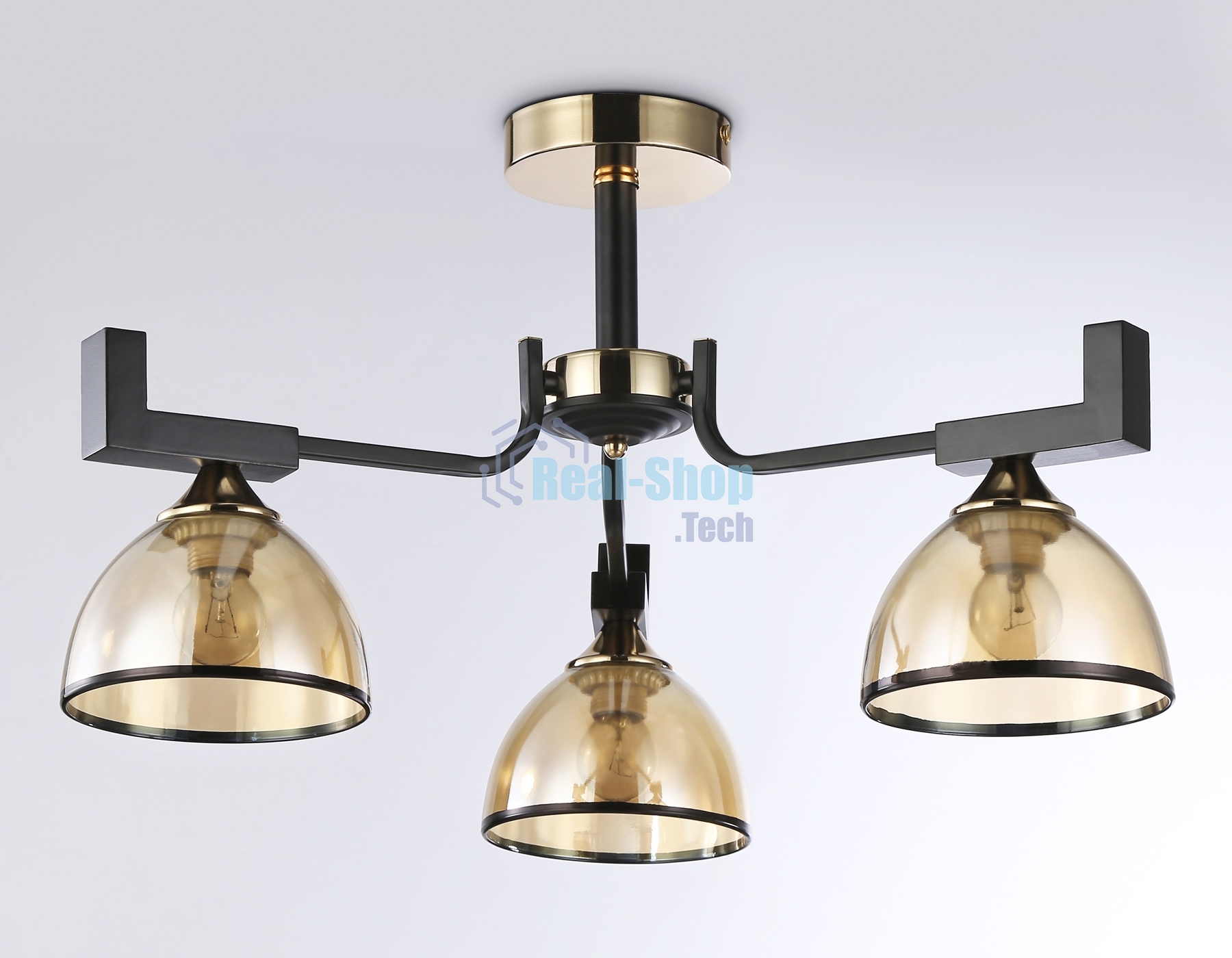 Светильник Ambrella light TR9098/3 BK/GD/TI черный/золото/янтарь E27*3 max 40W D600*316