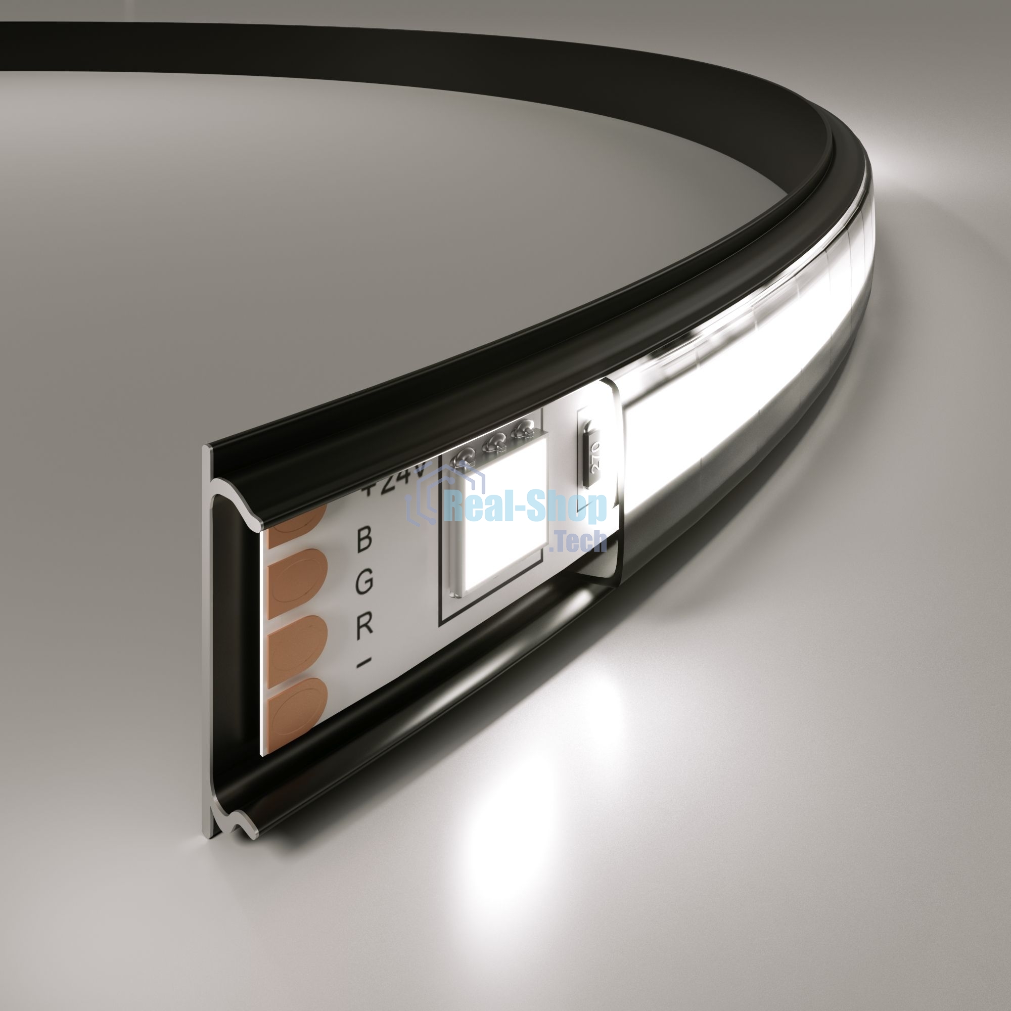 Гибкий алюминиевый профиль черный/черный для LED ленты (под ленту до 10mm) LL-2-ALP012