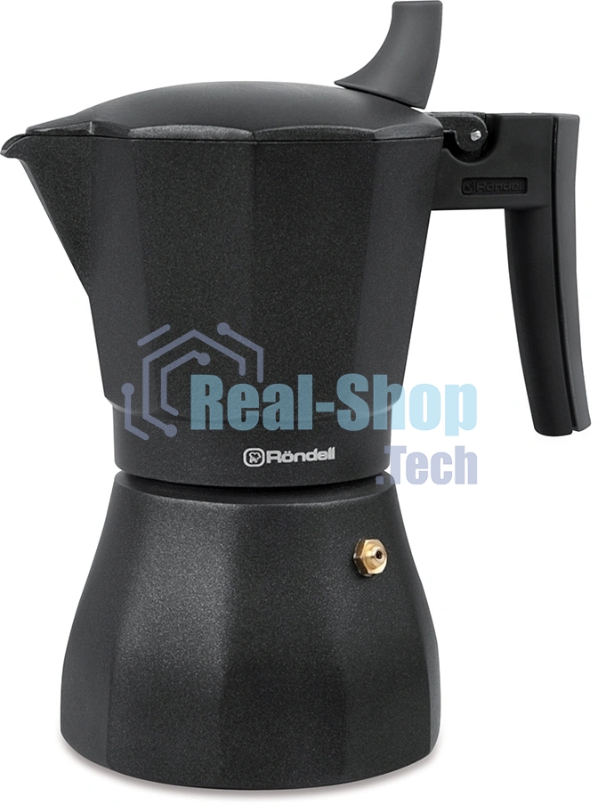 Кофеварка гейзерная Rondell Kafferro RDA-994, 0.45 л, алюминий, черный