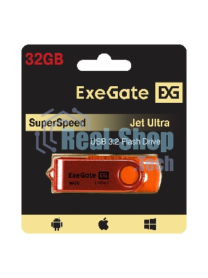 Exegate EX302053RUS USB-флеш накопитель ExeGate Jet Ultra 32GB оранжевый (USB3.0/=USB3.1 Gen1/=USB3.2 Gen1 5Gbps, пластик/металл)