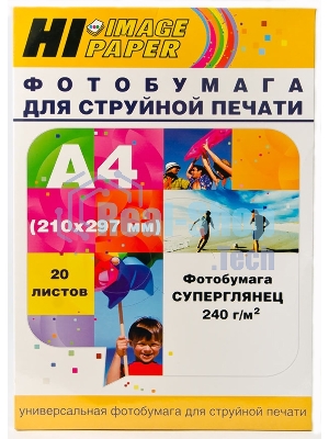 Бумага Hi-Black A2122/PH240-A4-20 суперглянец односторонняя (Hi-image paper) A4, 240 г/м, 20 л.