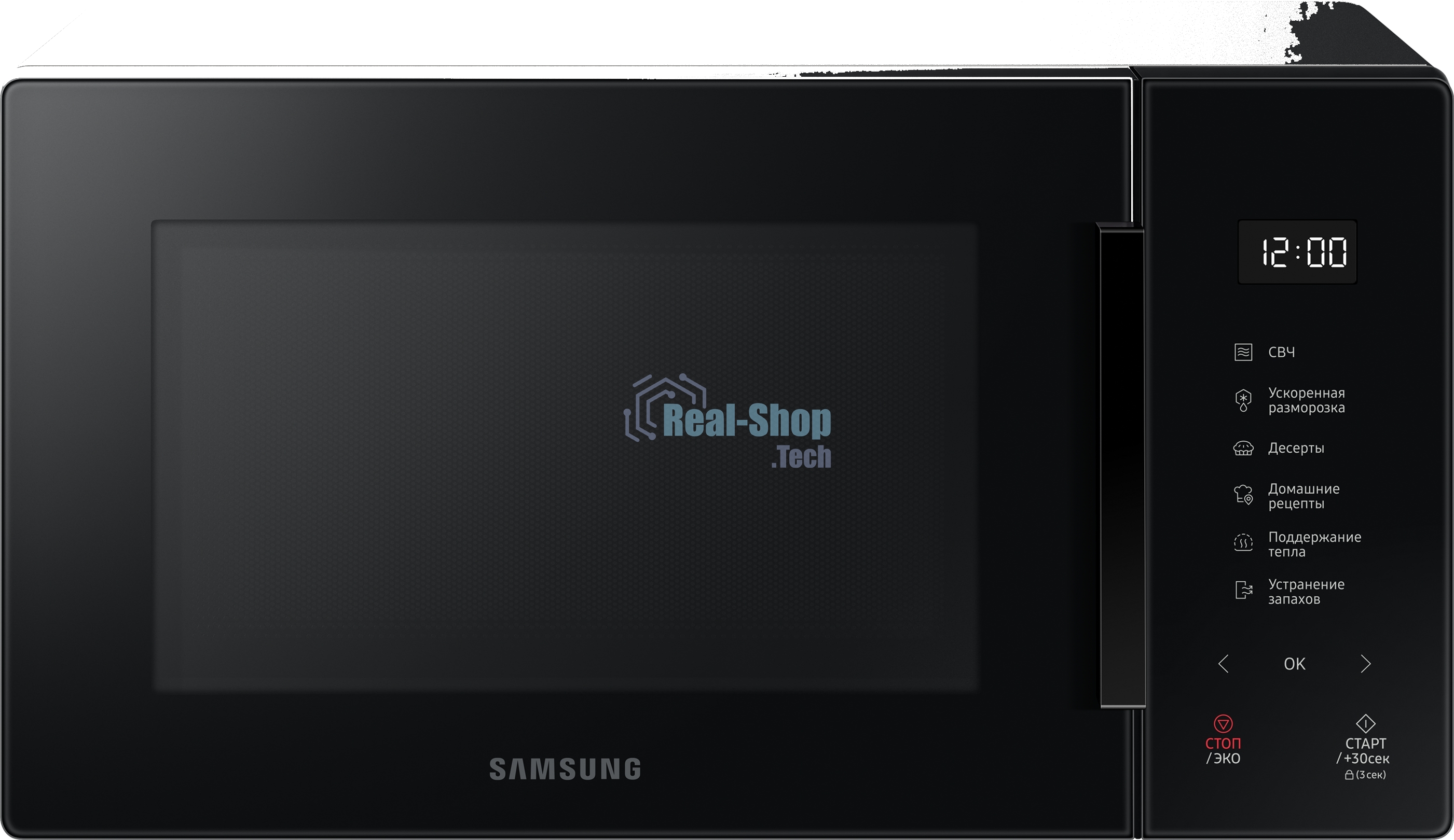 Микроволновая печь Samsung MS23T5018AK/BW черный, 23 л, 800 Вт, переключатели - сенсор