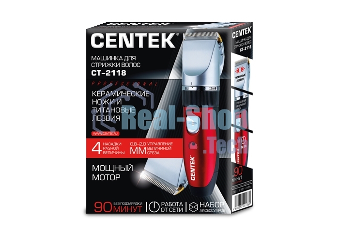 Машинка для стрижки Centek CT-2118 черный/красн