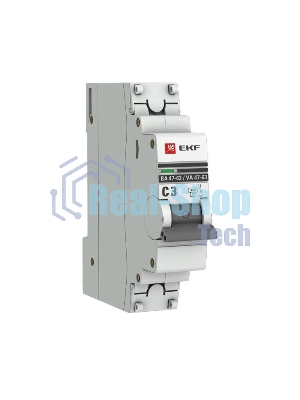 Выключатель автоматический модульный 1п C 3А 4.5кА ВА 47-63 PROxima EKF mcb4763-1-03C-pro