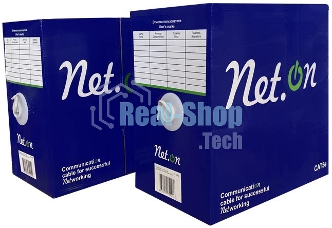 Кабель витая пара U/UTP cat.5e 4х2х24AWG solid CCA PE Out. 305м (м) Net.on 01-0301