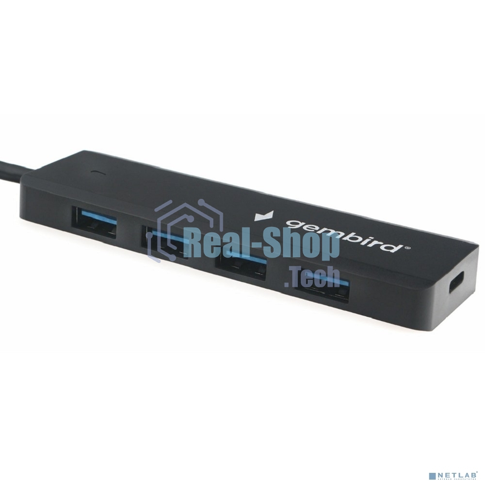 USB-концентратор USB 3.0 Gembird UHB-C414, 4 порта, кабель 19см, с доп питанием (Type-C)