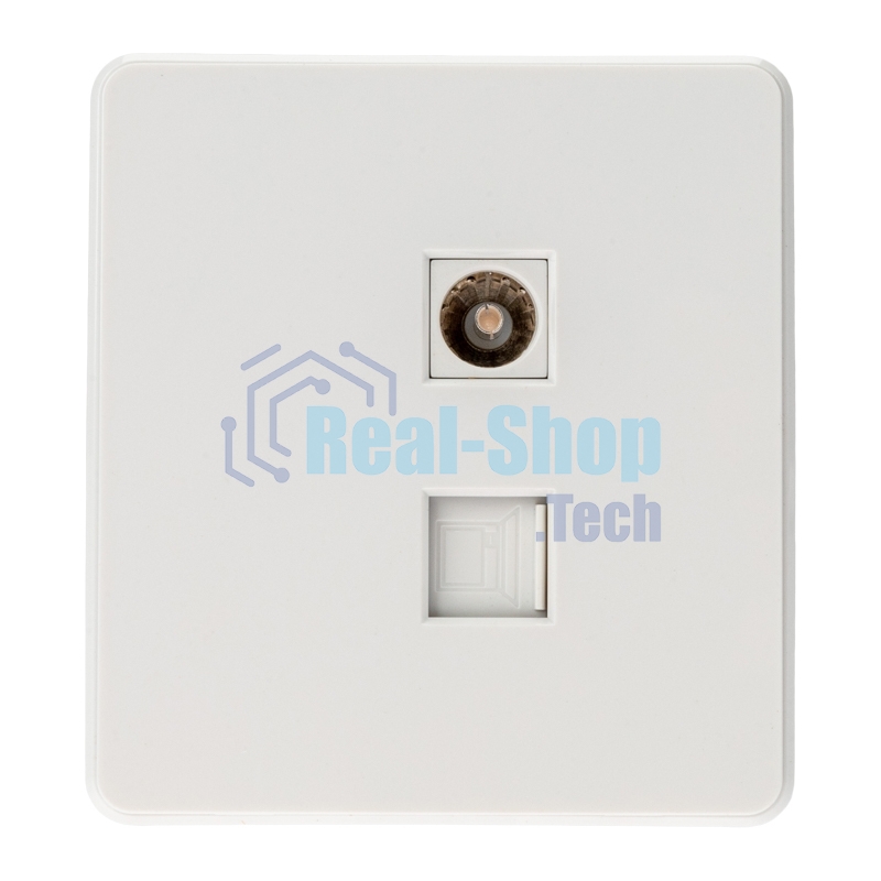 Розетка телевизионная Kranz ROUND компьютерная RJ45 кат6 + TV с/у перламутр
