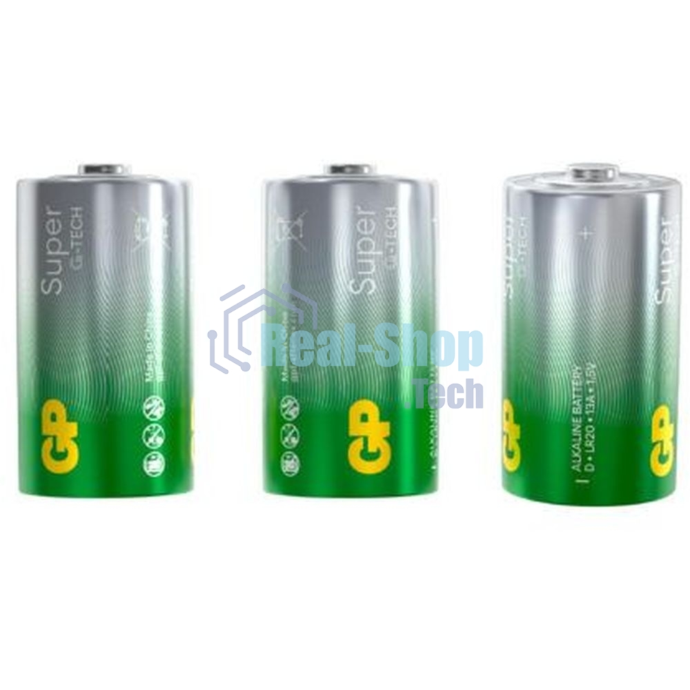 Алкалиновые батарейки GP Super Alkaline G-Tech 13А типоразмера D - 2 шт. на блистере (2 шт.)