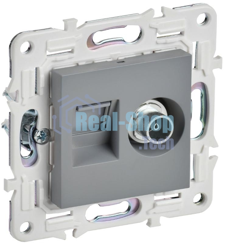 SKANDY Розетка двойная TV+RJ45 кат.6E SK-A15Gr серый | SK-AK20-2-K03 | IEK