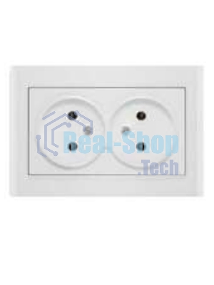 Розетка 2-м СП Бриллиант 16А IP20 без заземл. бел. Universal 7947519
