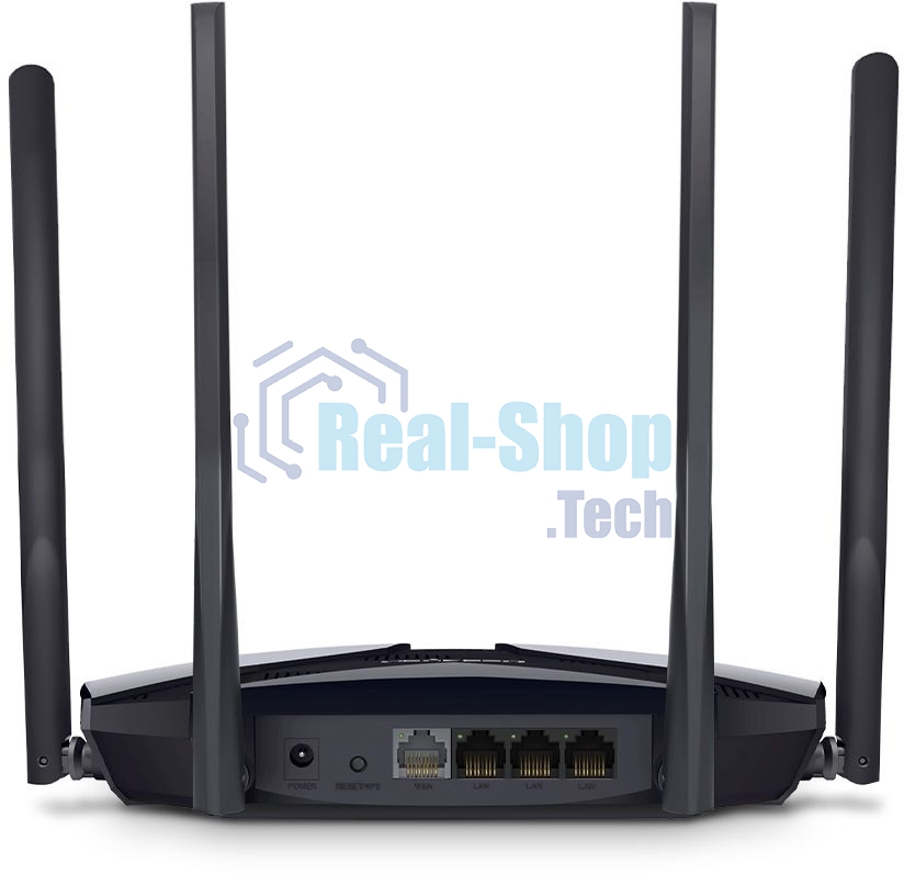 Роутер Mercusys MR70X AX1800 Dual-Band WiFi 6 Router, 574 Mbps at 2.4 GHz + 1201 Mbps at 5 GHz,4× Fixed External Antennas, 3× Gigabit LAN Ports, 1× Gigabit WAN Port, 1024-QAM, OFDMA, Router/Access Point Mode, MU-MIMO, WPA3, TWT, BSS Color