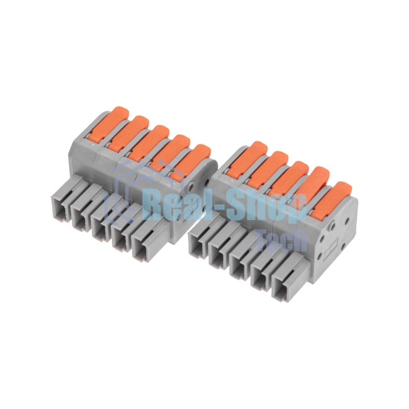 Клемма Rexant СМК 222-425R проходная разъемная 5 полюсов серая 0,2-2,5/4мм² (20 шт/уп)