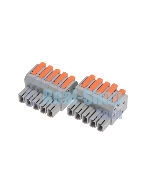 Клемма Rexant СМК 222-425R проходная разъемная 5 полюсов серая 0,2-2,5/4мм² (20 шт/уп)