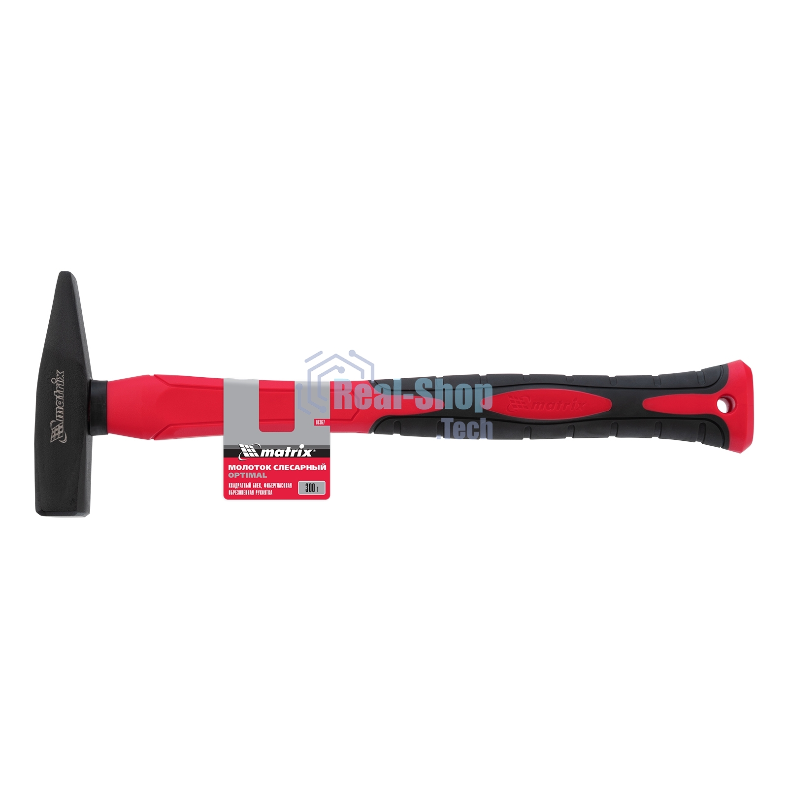Молоток слесарный Matrix ''optimal'', 300 г, фибергласовая обрезиненная рукоятка, квадратный боек