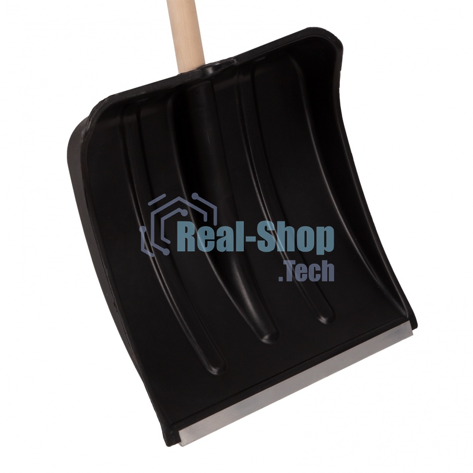 Лопата для уборки снега пластиковая, 380х385х1420 мм, деревянный черенок Россия