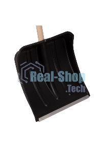 Лопата для уборки снега пластиковая, 380х385х1420 мм, деревянный черенок Россия