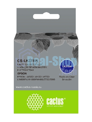 Картридж ленточный Cactus CS-LK3TbN черный шрифт, прозрачный фон (9 мм, 9 м) для Epson LW300/LW400/LW700/LW600P/LW1000P/K400/Z700/Z900