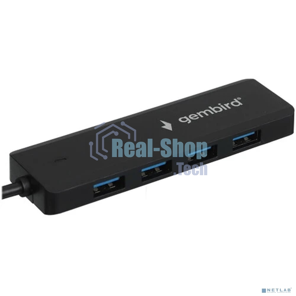 USB-концентратор USB 3.0 Gembird UHB-C414, 4 порта, кабель 19см, с доп питанием (Type-C)