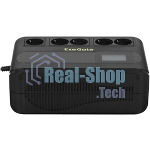 Источник бесперебойного питания ExeGate NEO Smart BU-800.LCD.AVR.5SH 800VA/480W, цветной LCD-дисплей, AVR, 5*Schuko, черный