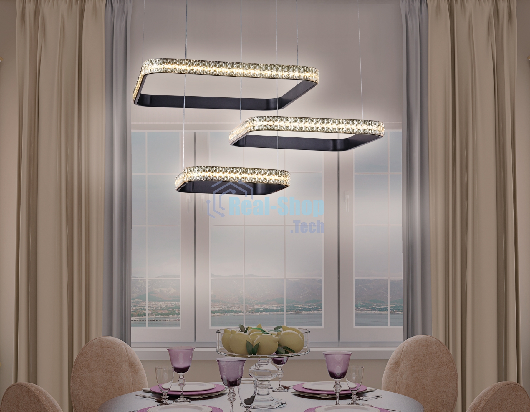 Светильник Ambrella light FA6166 BK черный 131W 720*500*900 (ПДУ РАДИО 2.4)