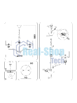 Люстра Ambrella light LH71133/8 BS/WH латунь/белый E14/8 max 40W D840*880